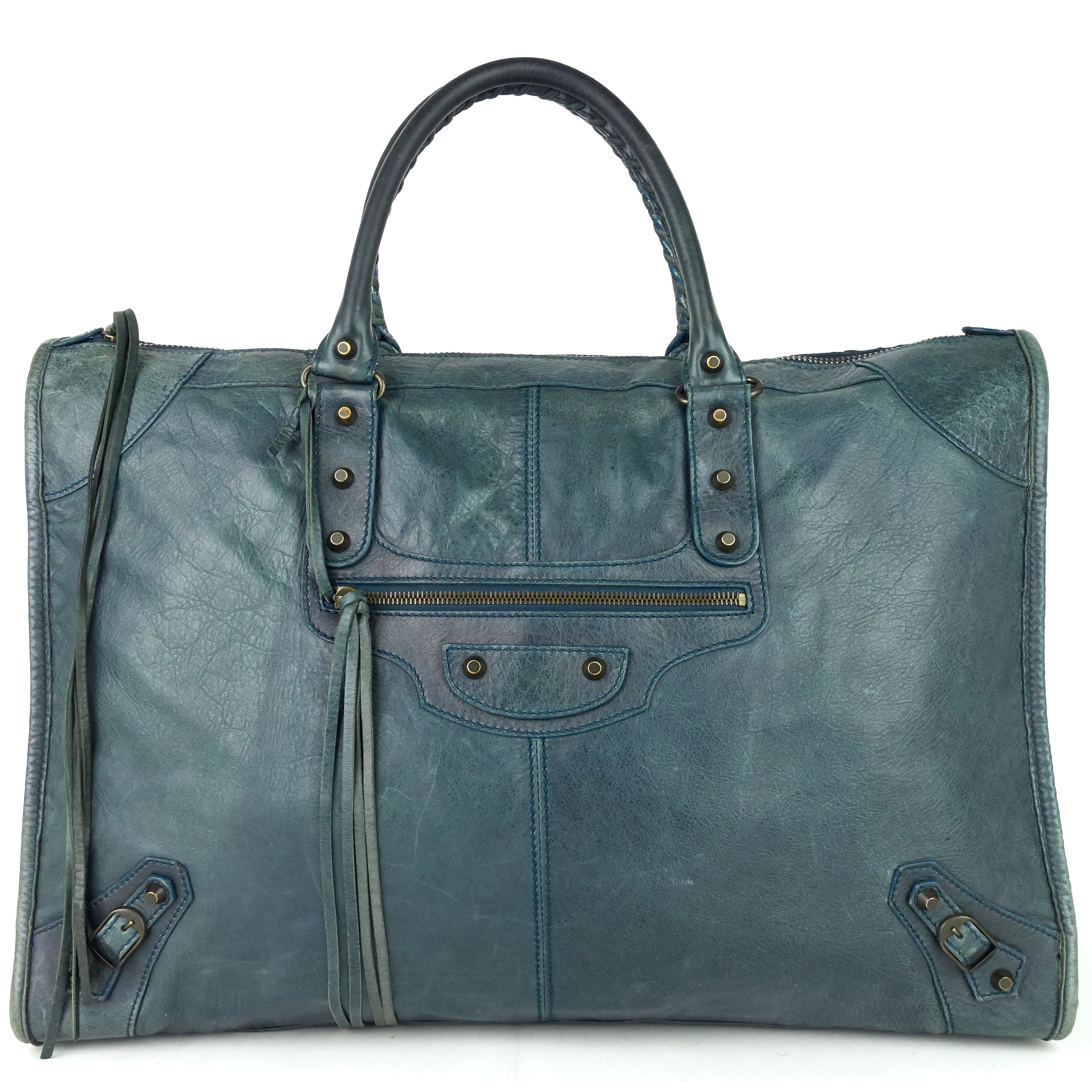 Giant Weekender Distressed Agneau Leather Bag