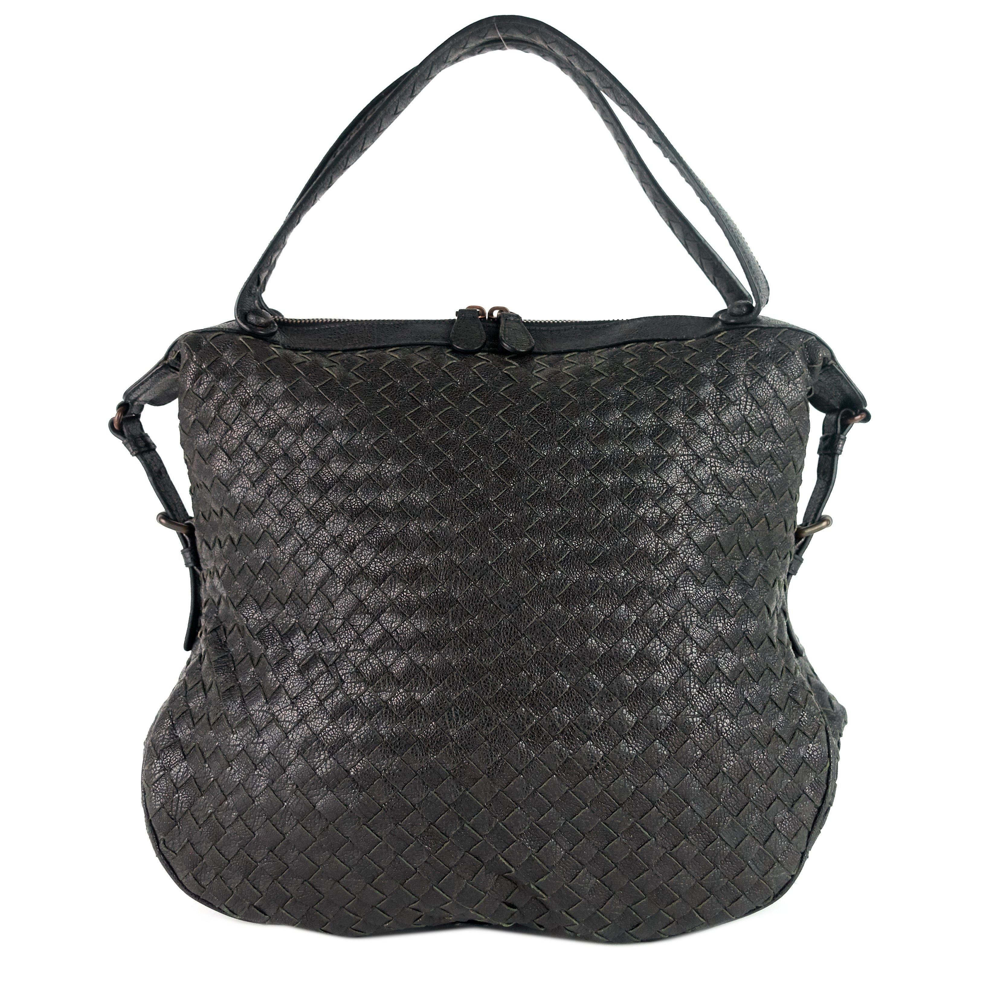 Zipped Intrecciato Nappa Leather Hobo Bag