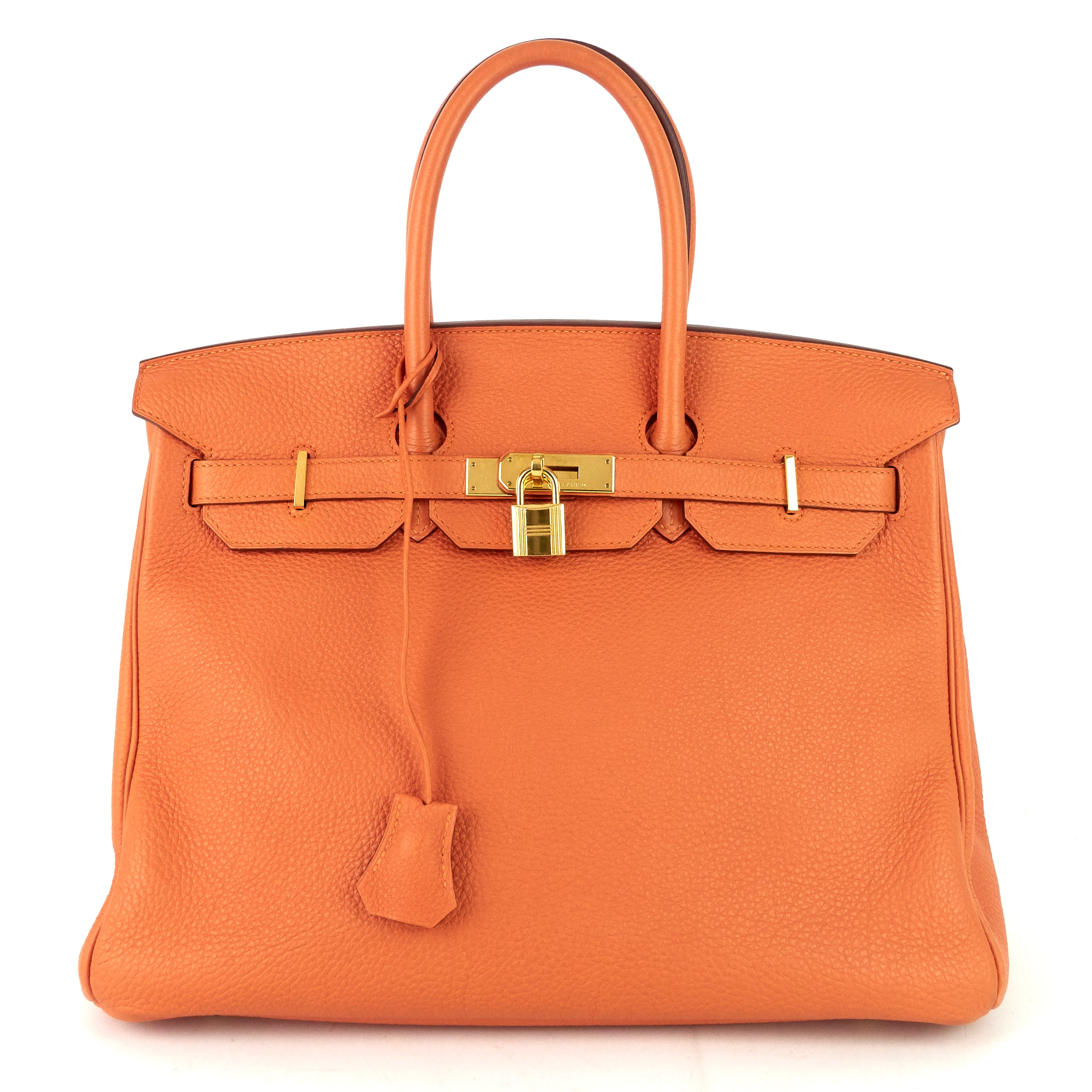 Birkin 35 Orange Clemence Leather Bag