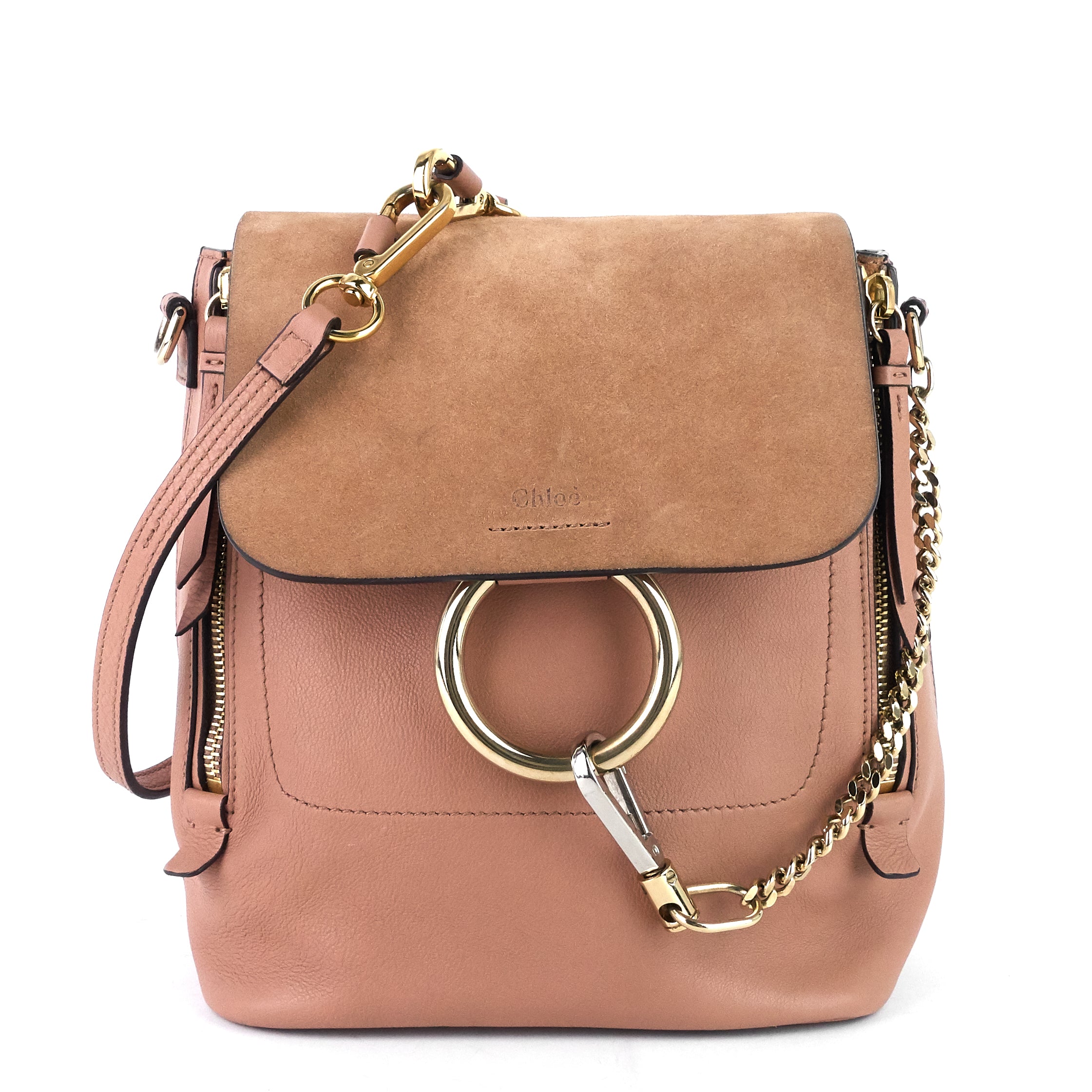 Faye Medium Leather and Suede Backpack