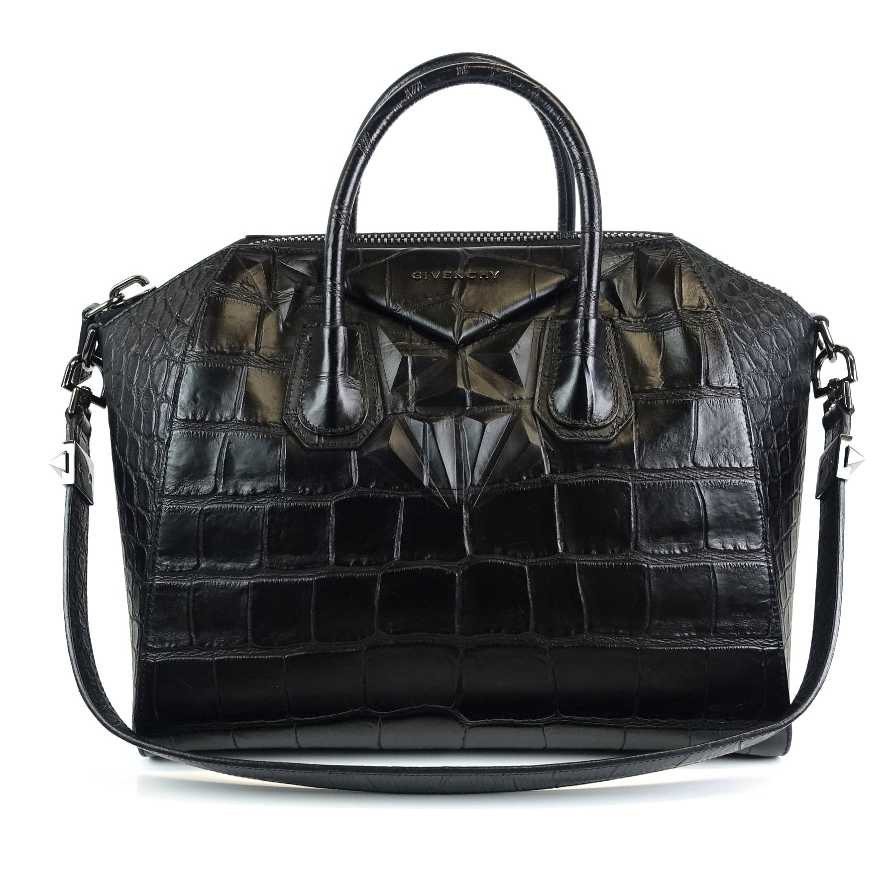 Antigona Crocodile Embossed Calf Leather Medium Bag