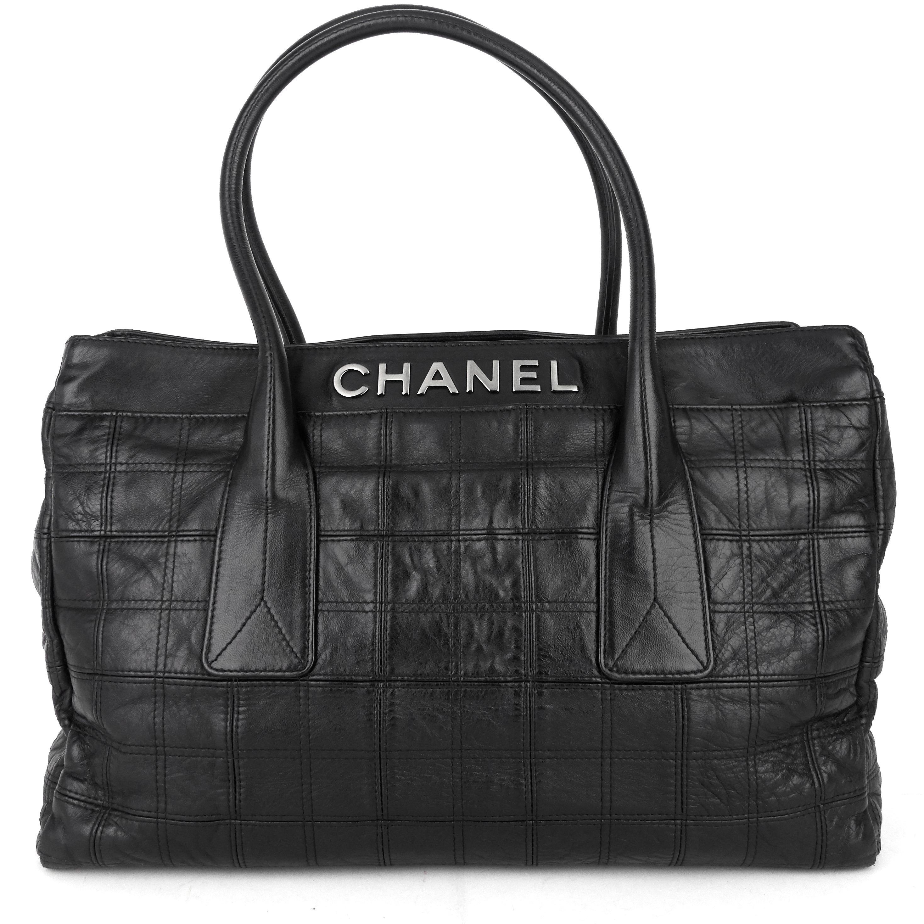 Square Stitch LAX Lambskin Leather Tote Bag