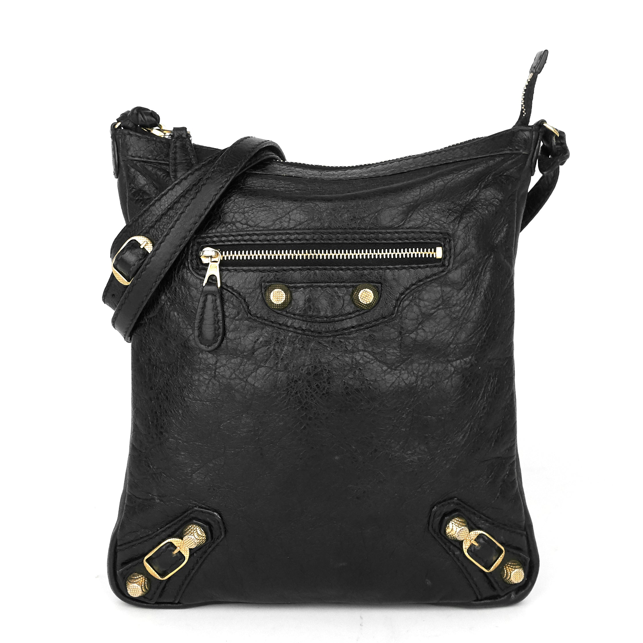 Classic Studs Flat Crossbody Agneau Leather Bag